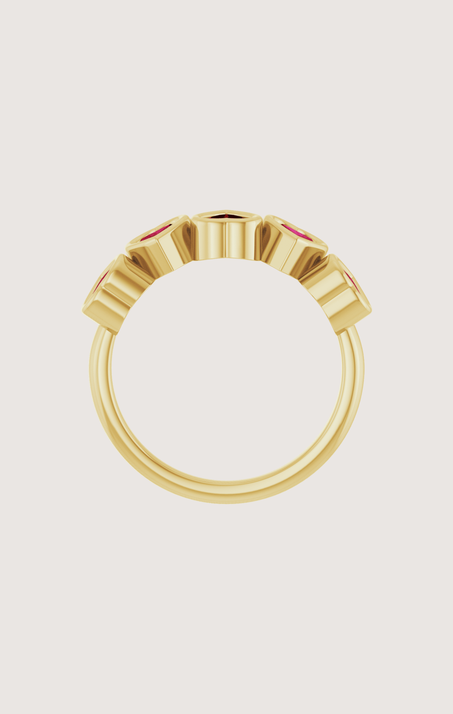 FIVE HEART BEZEL RING