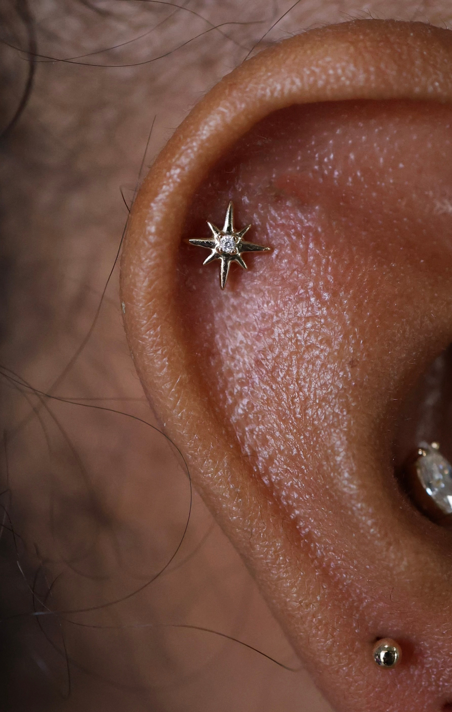 Greek Asteria Star Piercing Earring