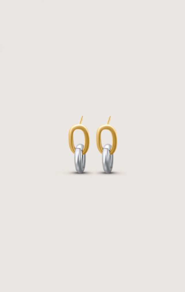 MIXED METAL DOUBLE HOOP EARRING
