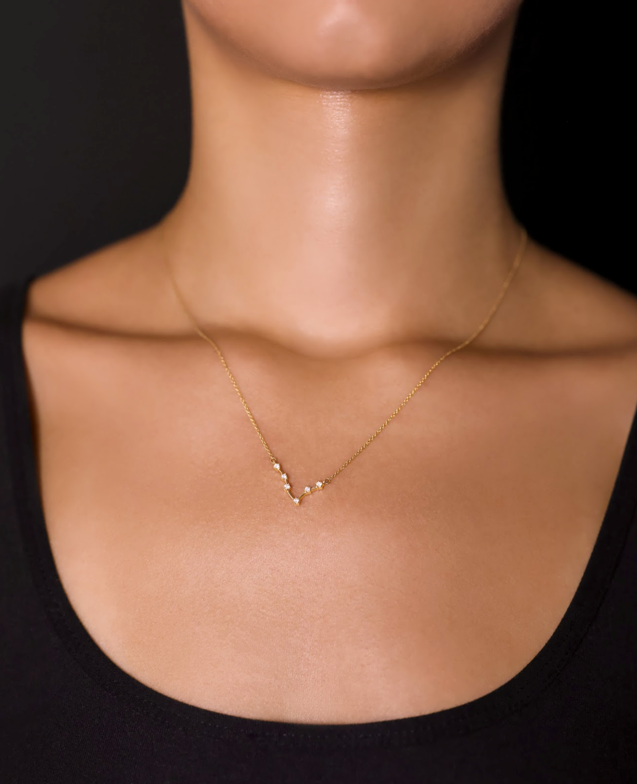 Delicate 14k gold horoscope necklace set with natural diamonds | Whxte Atelier