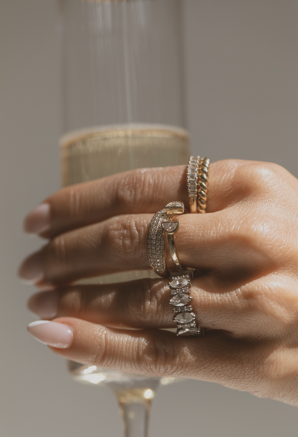 DEMIE - DOUBLE HALF MOON OPEN CUFF RING IN 14k GOLD