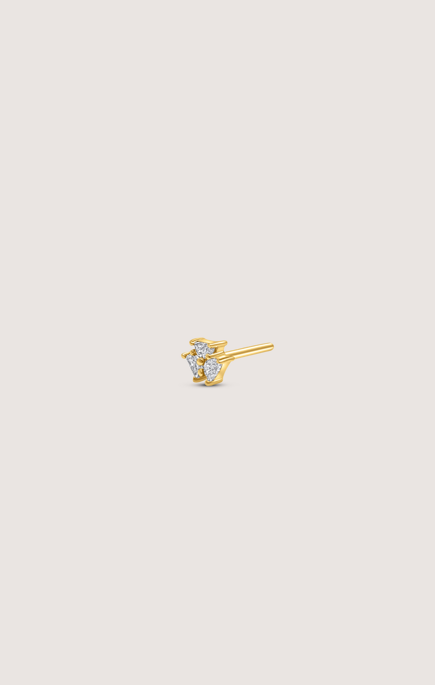 3-STONE DIAMOND CRESCENT MOON 14k YELLOW GOLD STUD EARRINGS