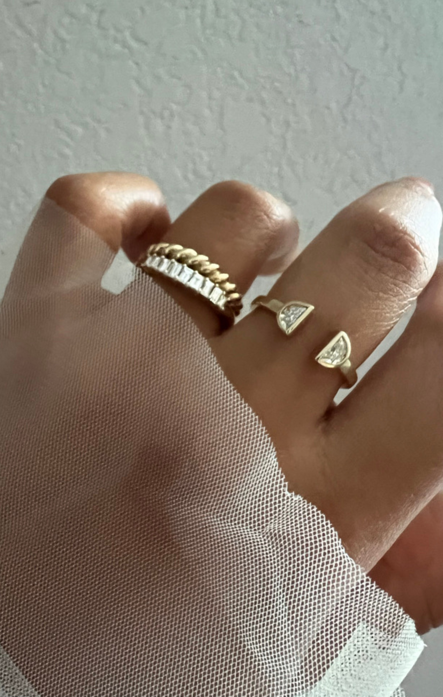 DEMIE - DOUBLE HALF MOON OPEN CUFF RING IN 14k GOLD