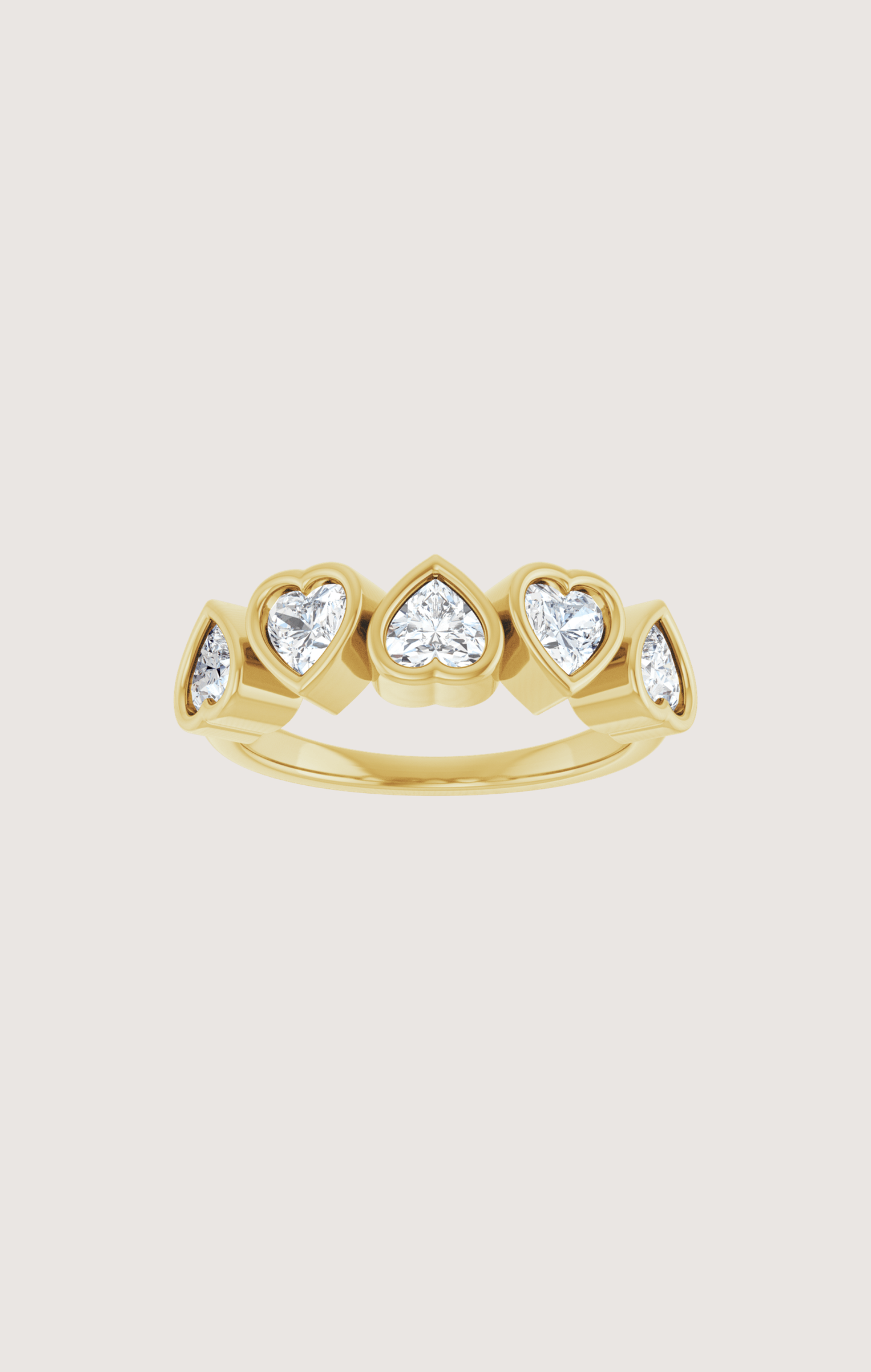FIVE HEART BEZEL RING