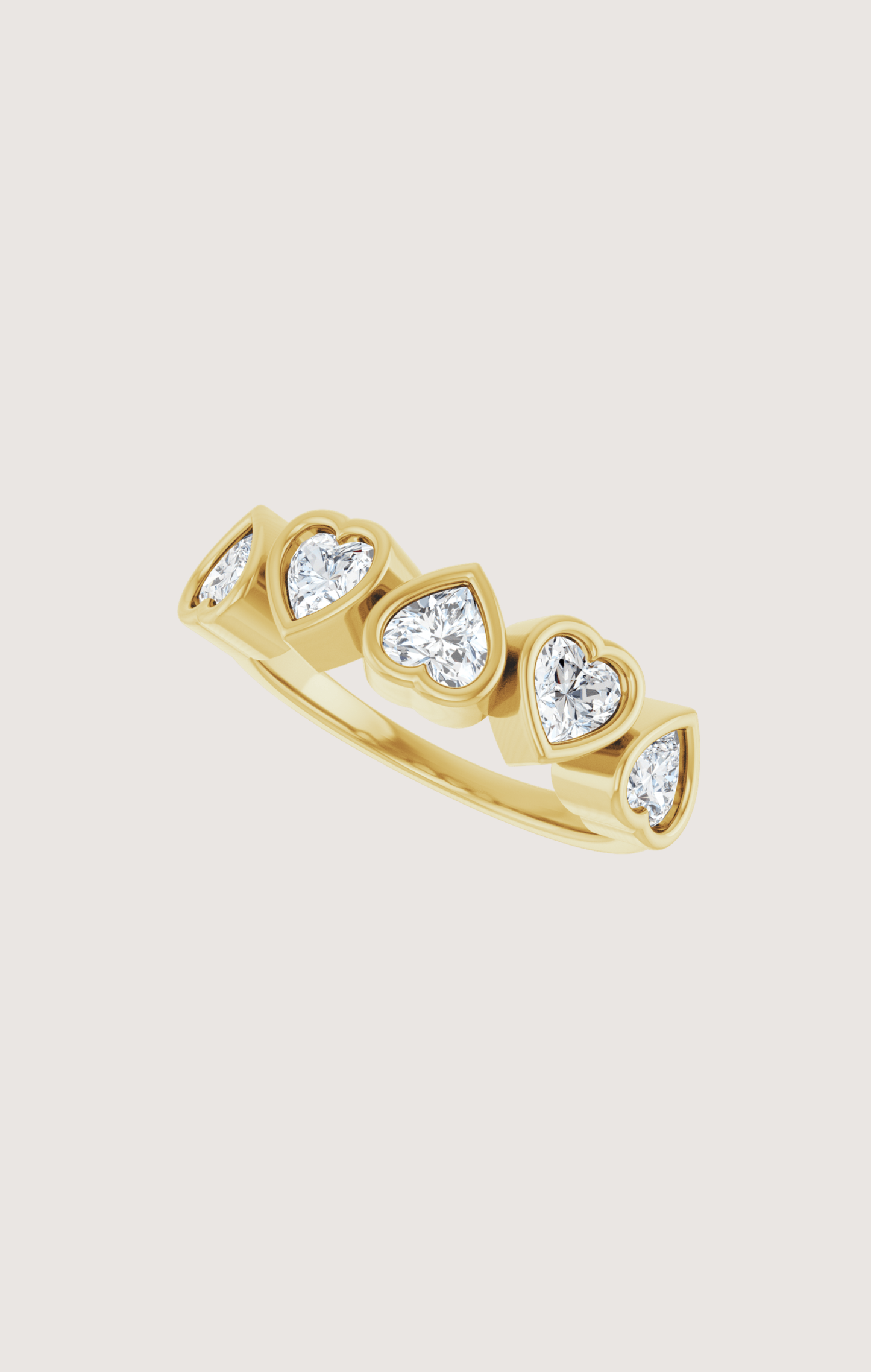 FIVE HEART BEZEL RING