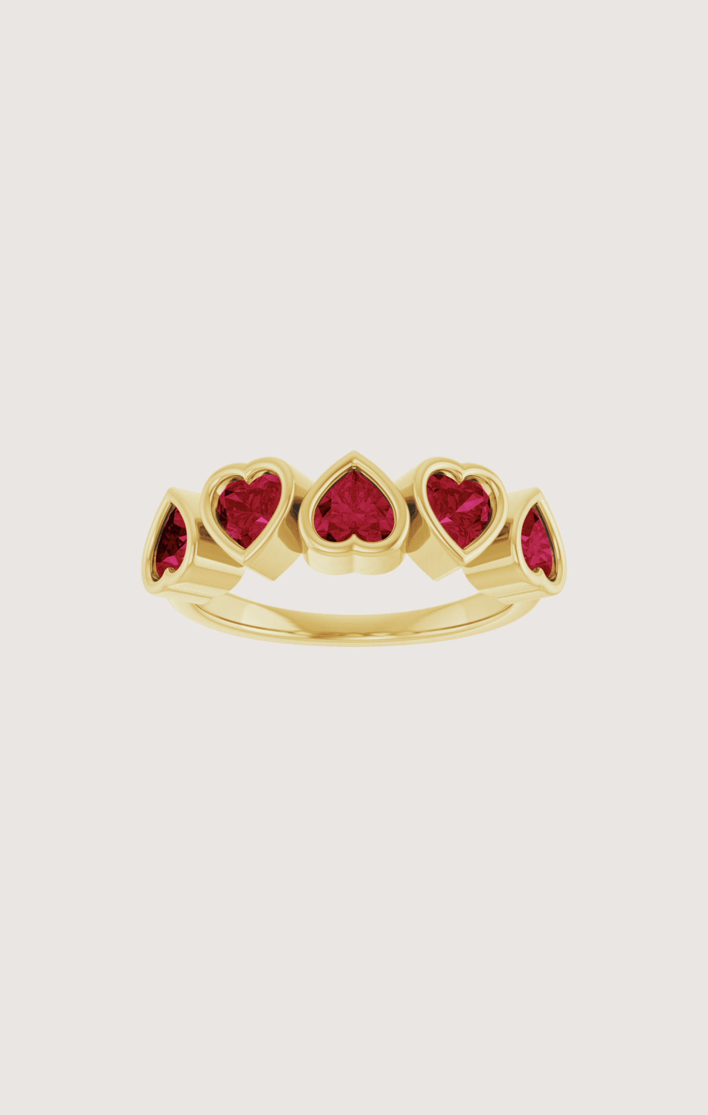 FIVE HEART BEZEL RING
