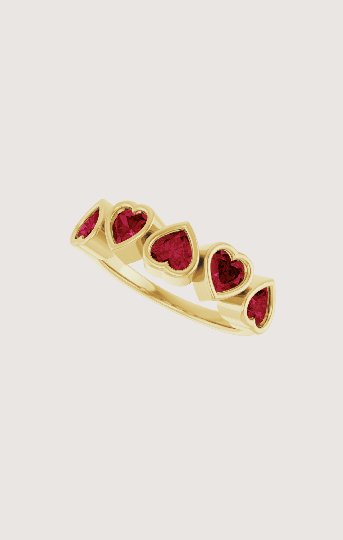 FIVE HEART BEZEL RING