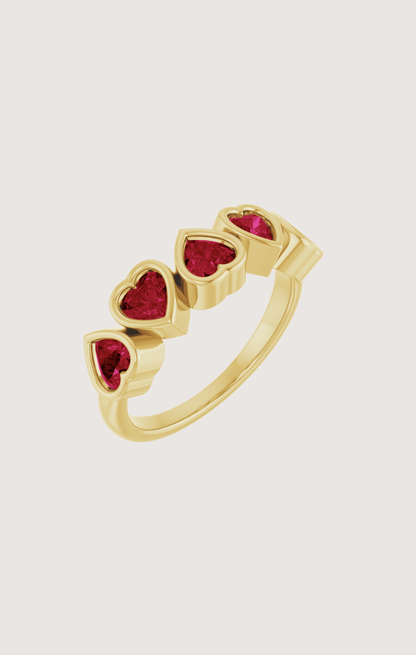 FIVE HEART BEZEL RING