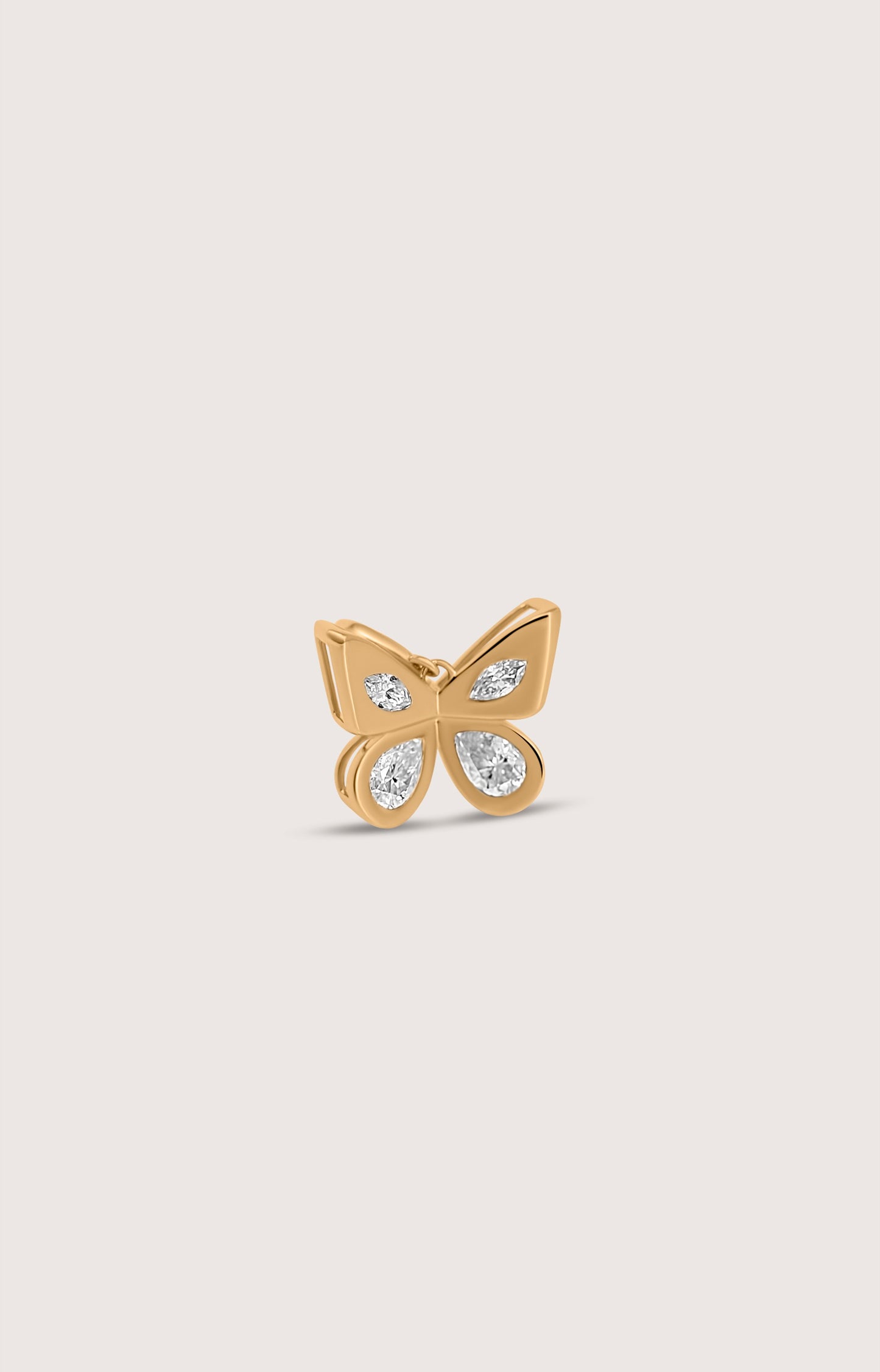 14k Gold Diamond Butterfly Charm