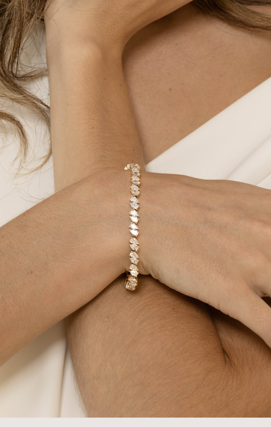 Asteria diamond tennis bracelet worn on the wrist