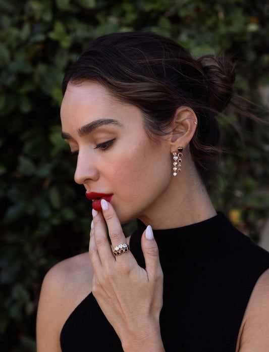 HEART BEZEL DROP EARRINGS