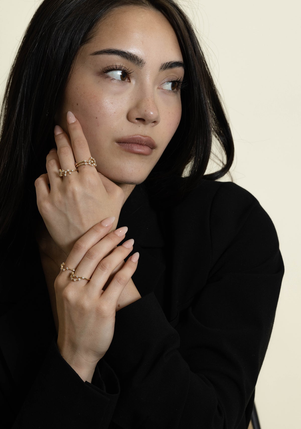 WHXTE zodiac constellation ring in 14k gold with natural diamonds