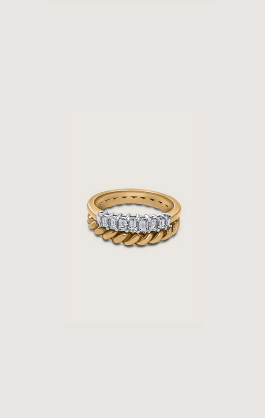 HALES - ILLUSION ROPE DOUBLE STACKED RING IN 14k GOLD