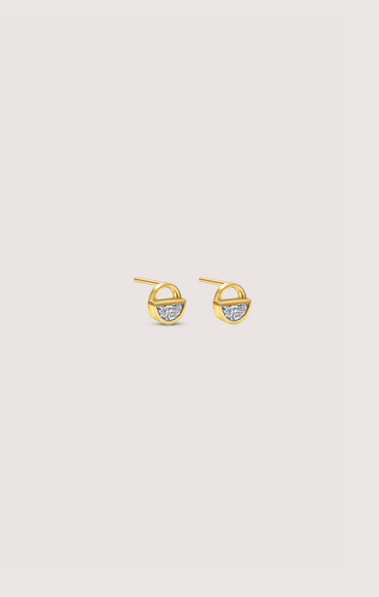 DIAMOND CRESCENT MOON STUD EARRINGS