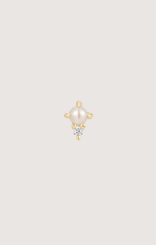 PEARL & DIAMOND PIERCING EARRING