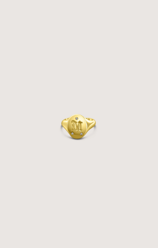DIAMOND SIGNET INITIAL RING