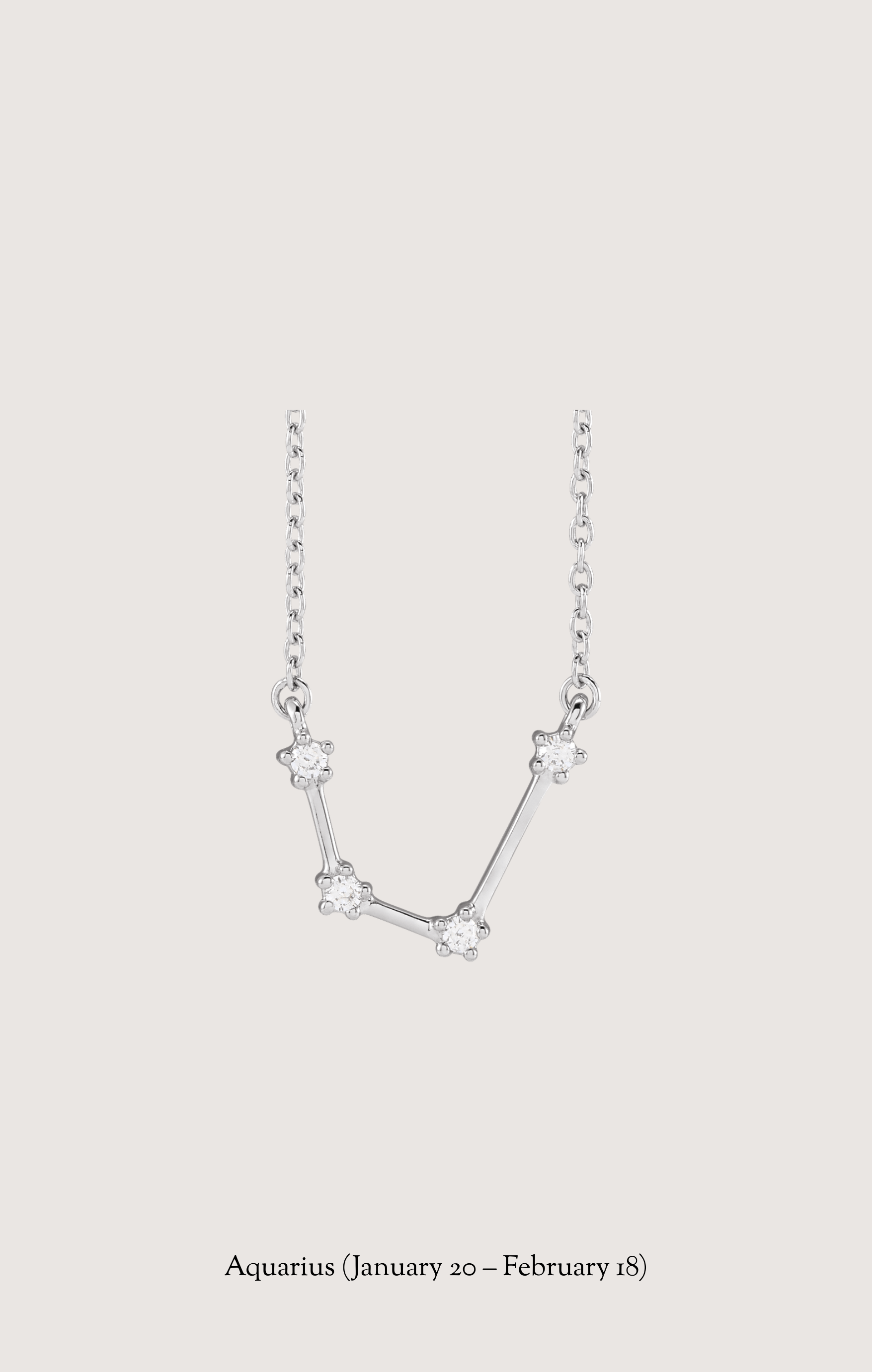 Aquarius zodiac constellation necklace in 14k white gold with natural diamonds | Whxte Atelier