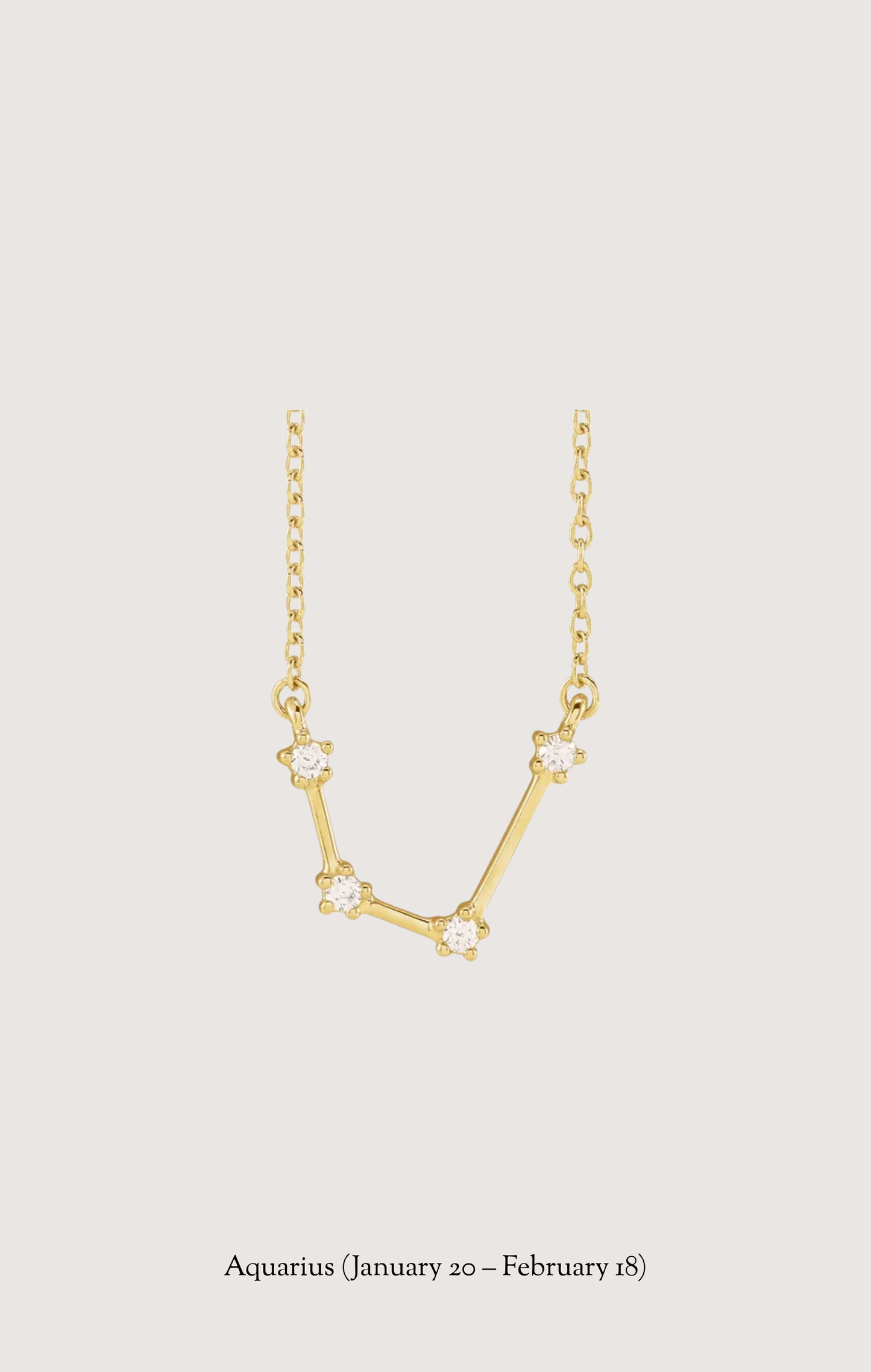 Aquarius zodiac constellation necklace in 14k yellow gold with natural diamonds | Whxte Atelier