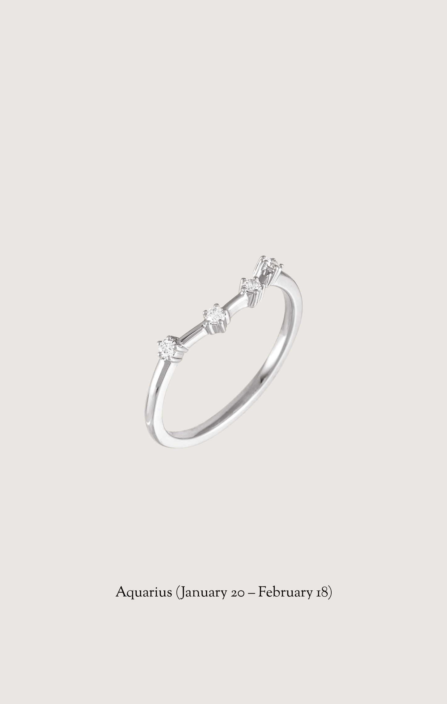 Aquarius zodiac constellation ring in 14k white gold with natural diamonds | Whxte Atelier