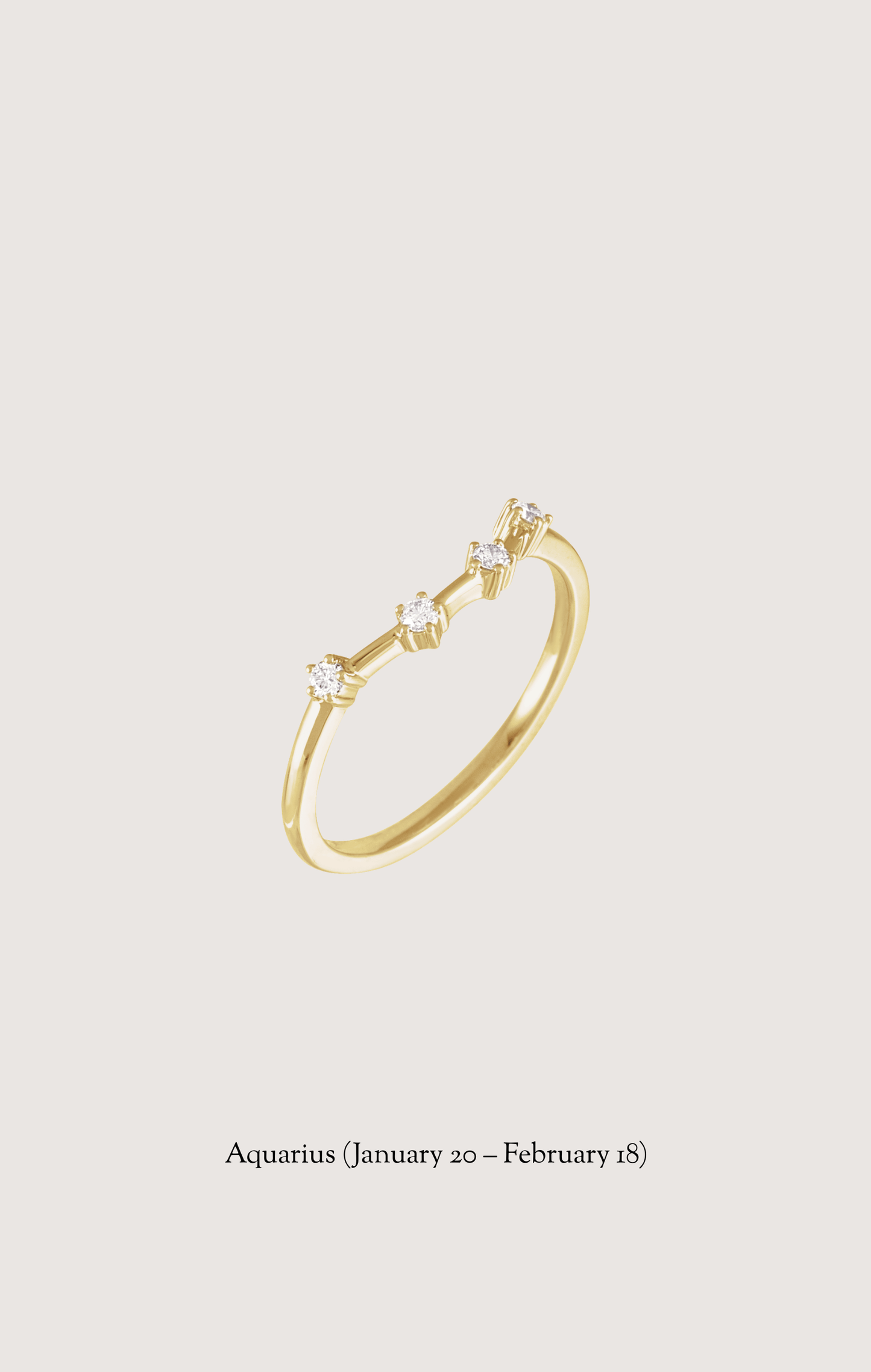 Aquarius zodiac constellation ring in 14k yellow gold with natural diamonds | Whxte Atelier