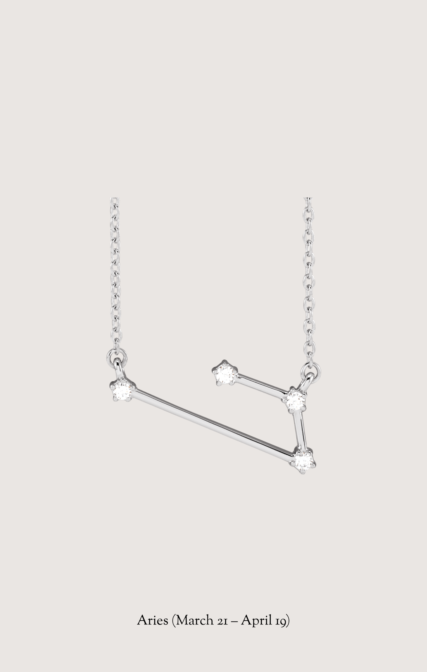 Aries zodiac constellation necklace in 14k white gold with natural diamonds | Whxte Atelier