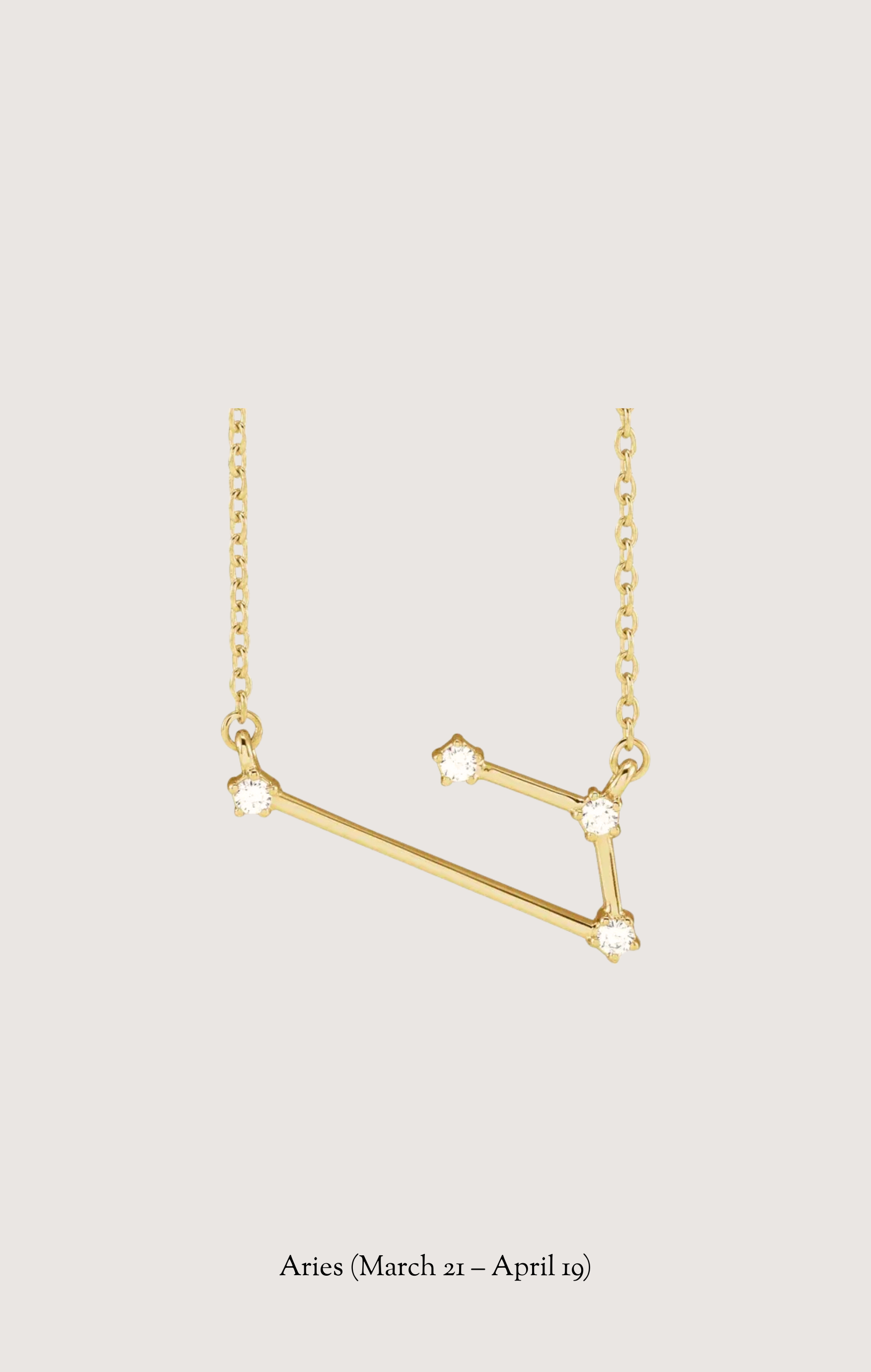 Aries zodiac constellation necklace in 14k yellow gold with natural diamonds | Whxte Atelier