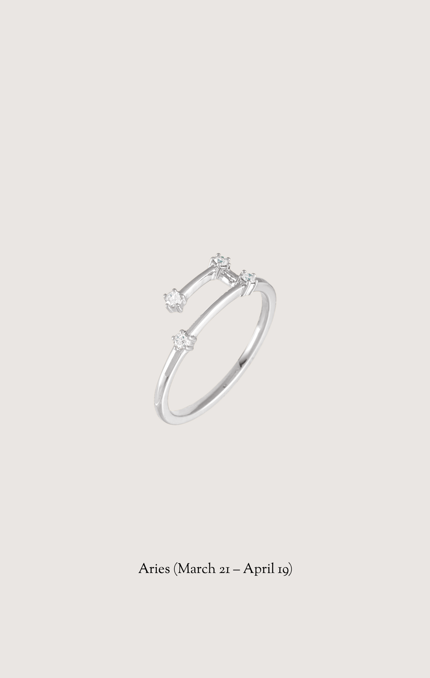 Aries zodiac constellation ring in 14k white gold with natural diamonds | Whxte Atelier