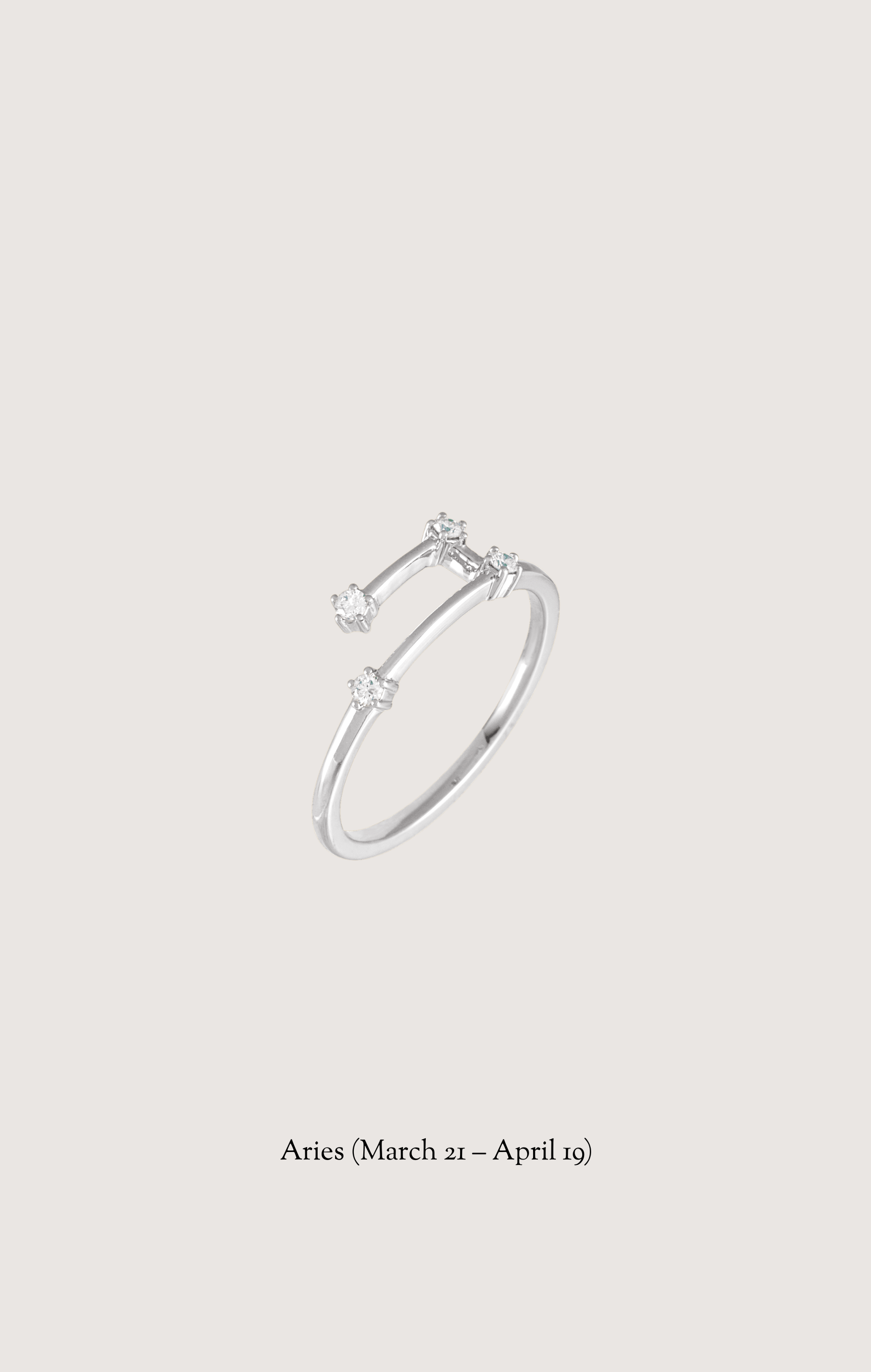 Aries zodiac constellation ring in 14k white gold with natural diamonds | Whxte Atelier
