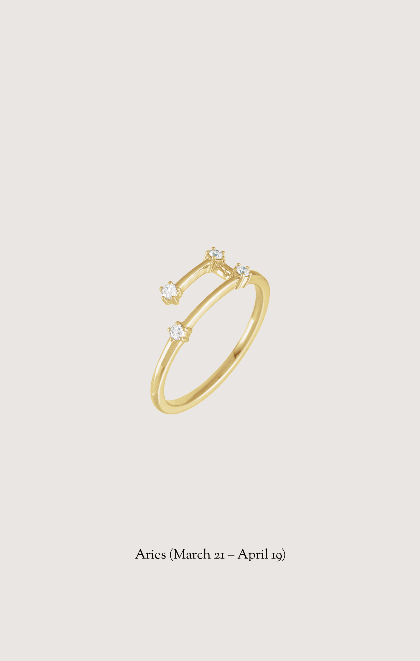Aries zodiac constellation ring in 14k yellow gold with natural diamonds | Whxte Atelier