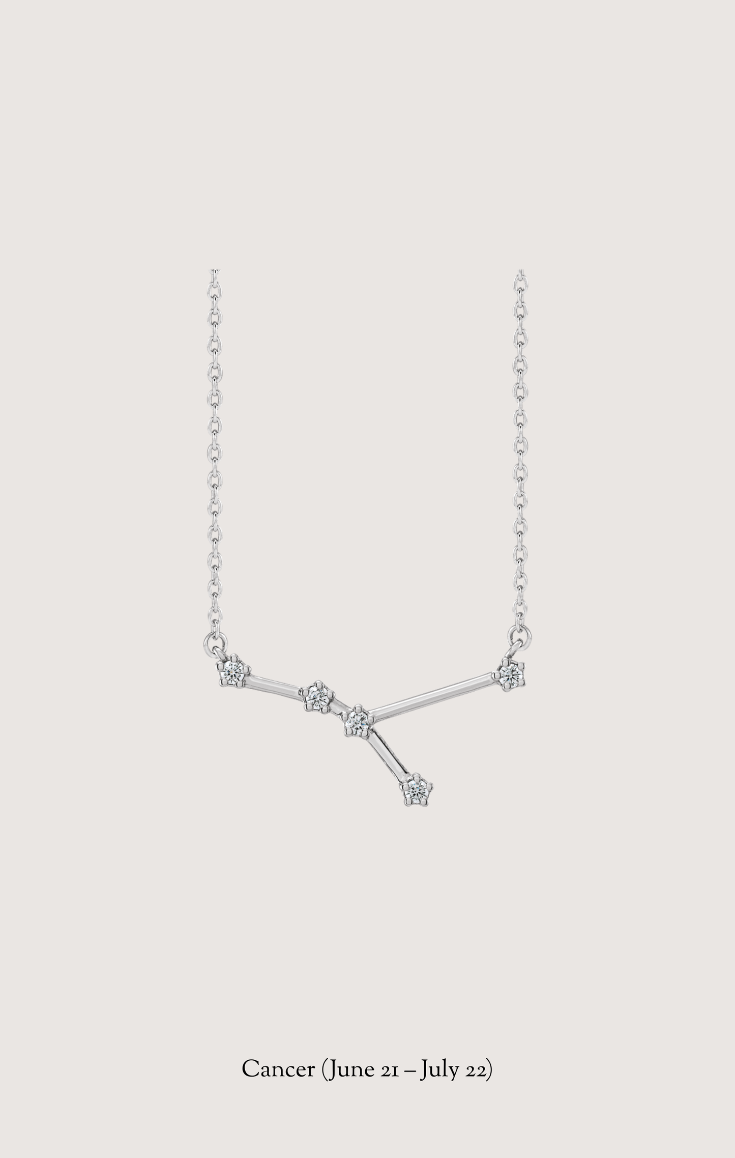 Cancer zodiac constellation necklace in 14k white gold with natural diamonds | Whxte Atelier
