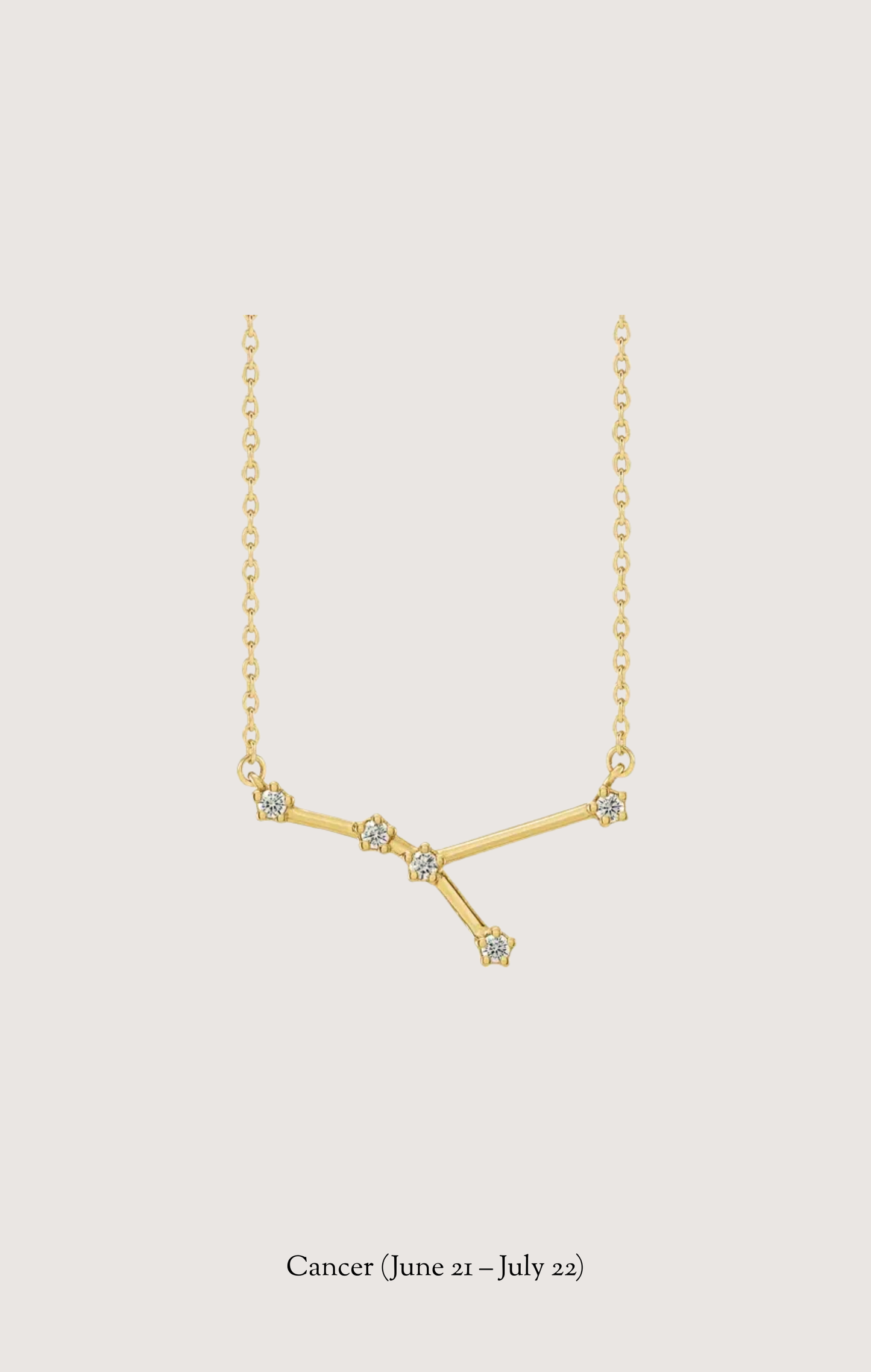 Cancer zodiac constellation necklace in 14k yellow gold with natural diamonds | Whxte Atelier
