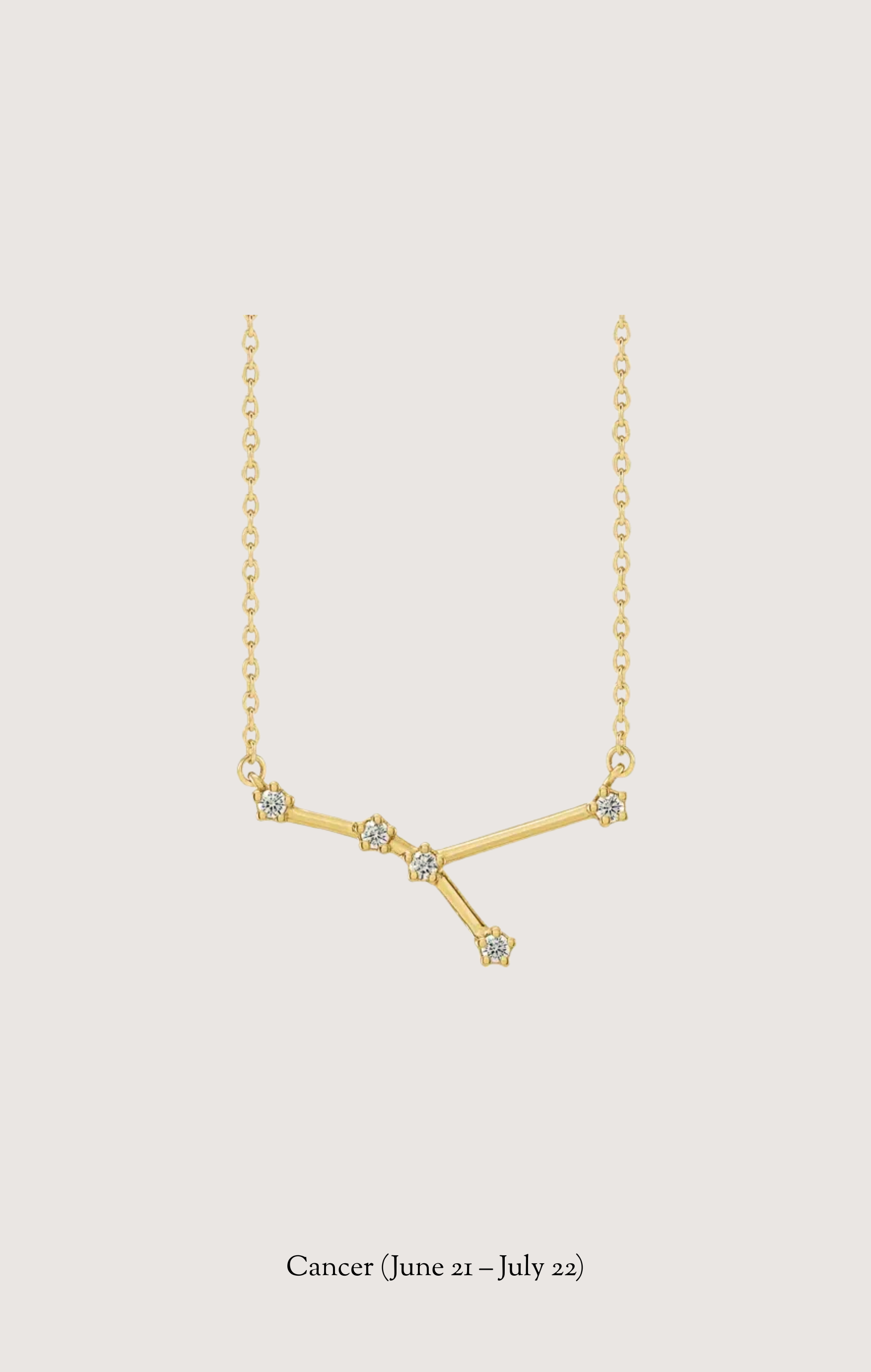 Cancer zodiac constellation necklace in 14k yellow gold with natural diamonds | Whxte Atelier