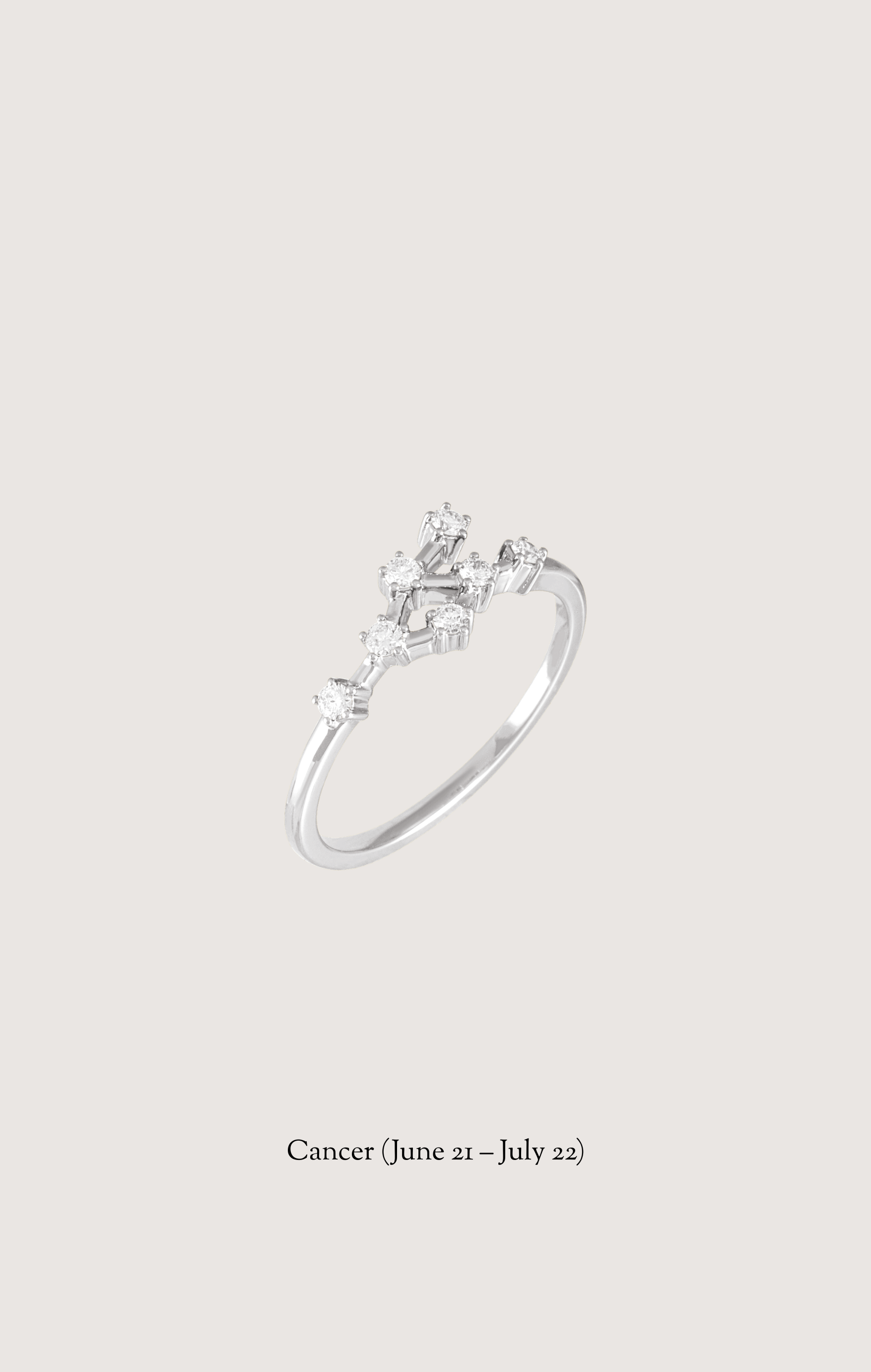 Cancer zodiac constellation ring in 14k white gold with natural diamonds | Whxte Atelier