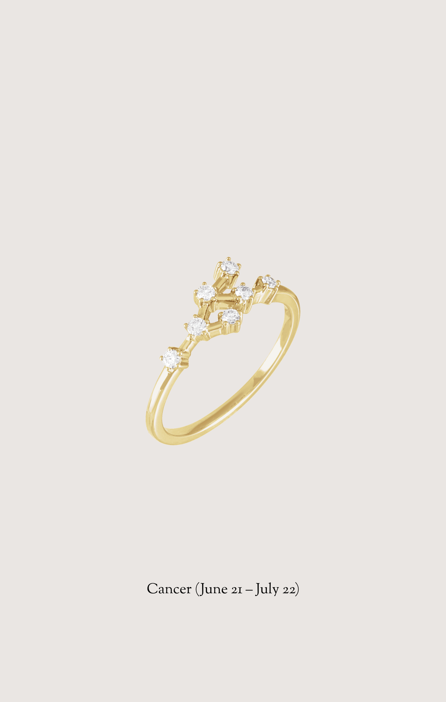 Cancer zodiac constellation ring in 14k yellow gold with natural diamonds | Whxte Atelier