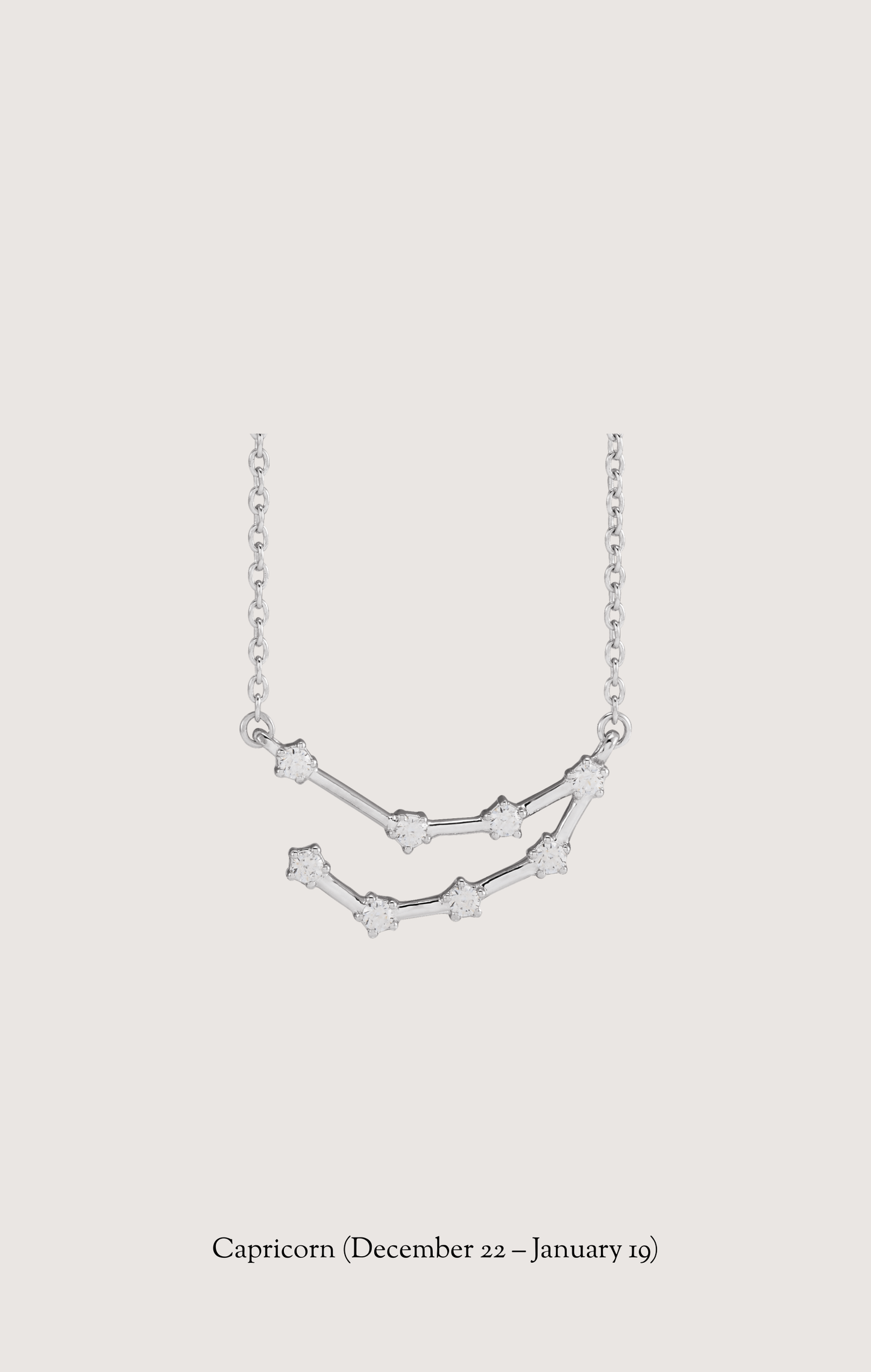 Capricorn zodiac constellation necklace in 14k white gold with natural diamonds | Whxte Atelier