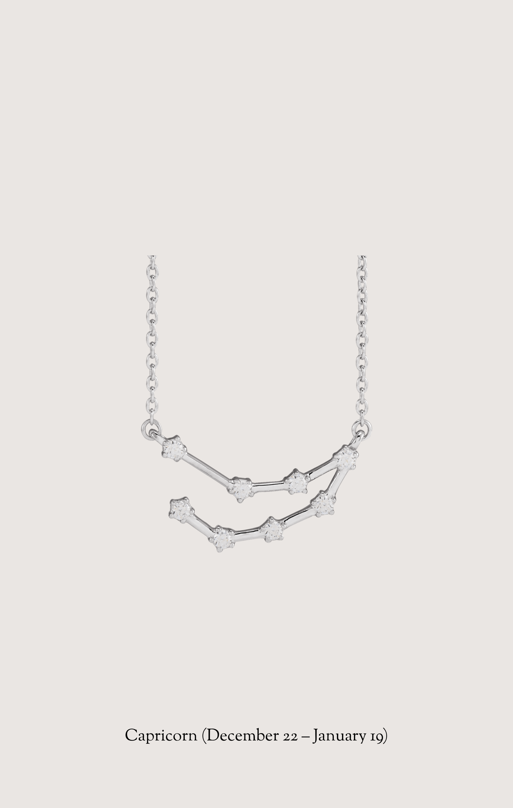 Capricorn zodiac constellation necklace in 14k white gold with natural diamonds | Whxte Atelier