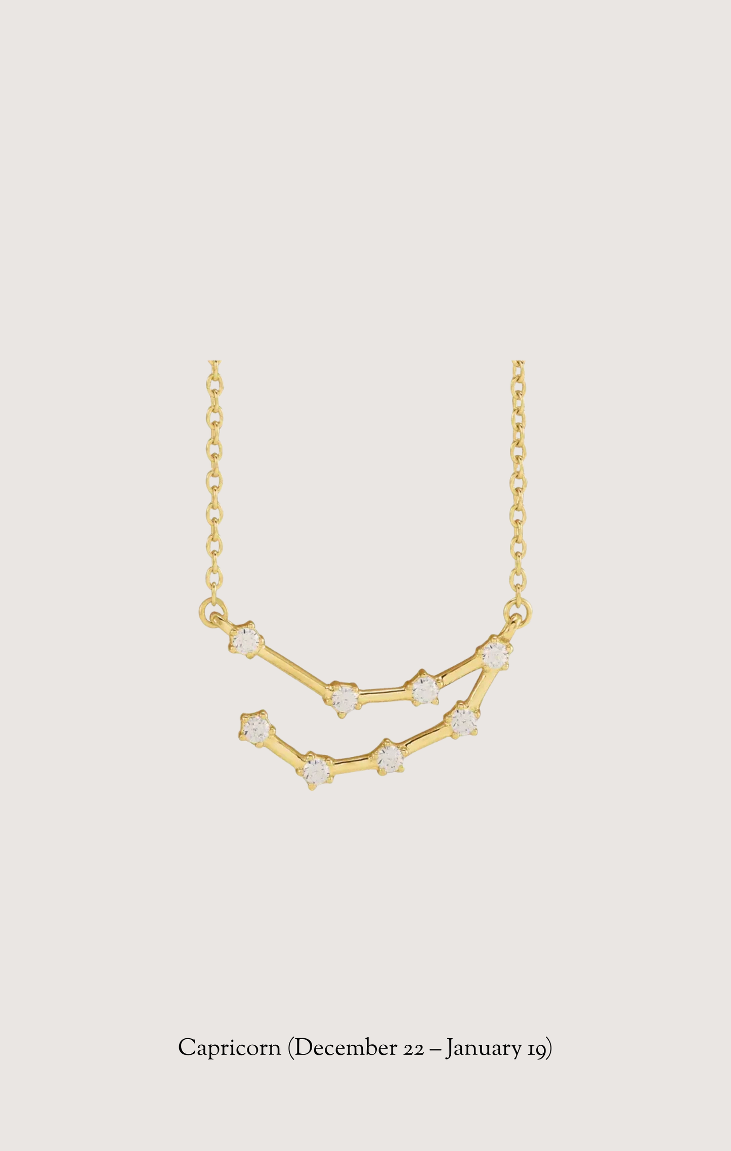 Capricorn zodiac constellation necklace in 14k yellow gold with natural diamonds | Whxte Atelier