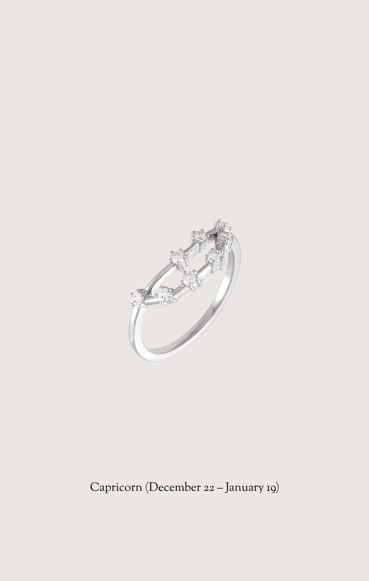 Capricorn zodiac constellation ring in 14k white gold with natural diamonds | Whxte Atelier