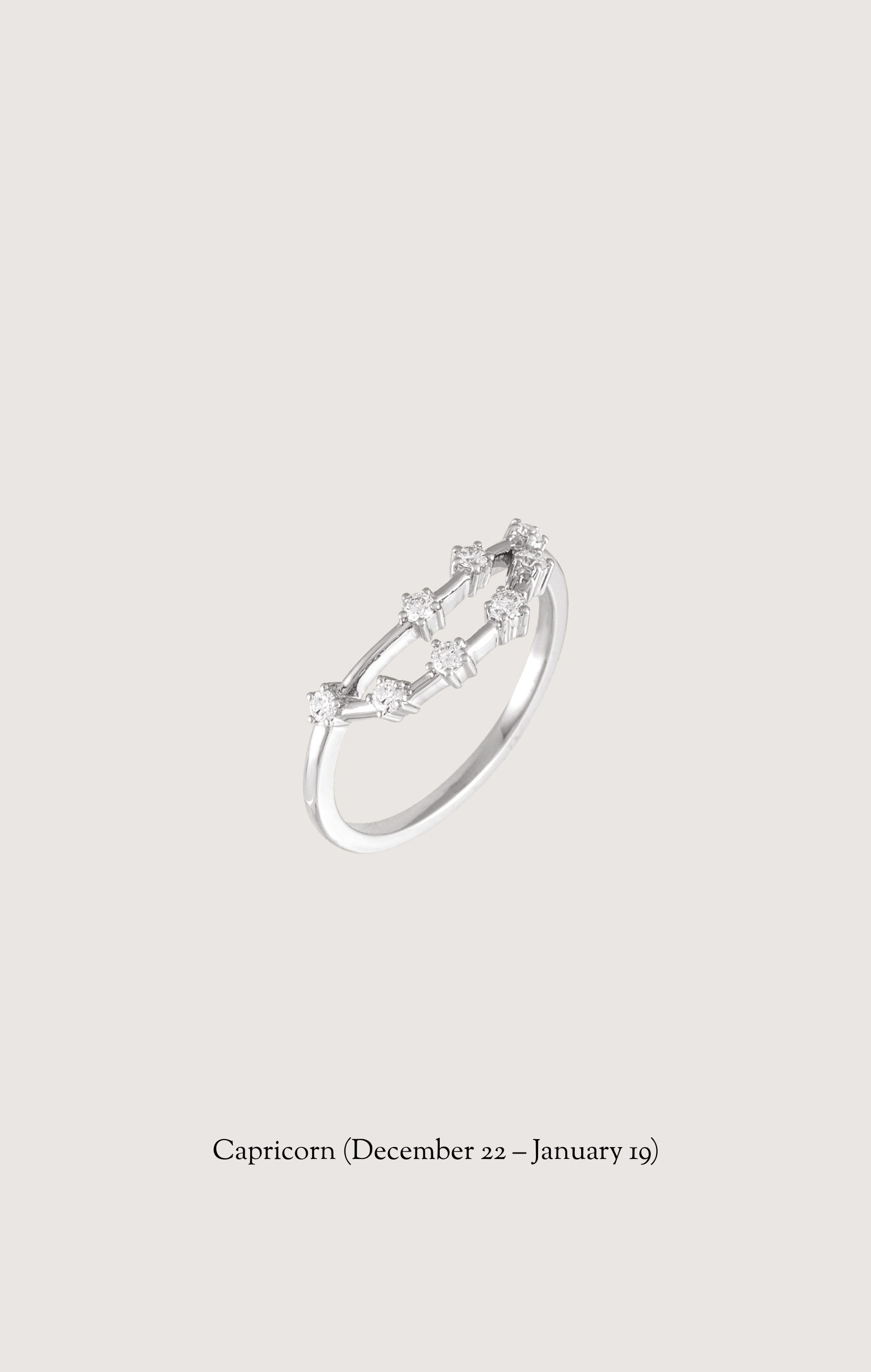 Capricorn zodiac constellation ring in 14k white gold with natural diamonds | Whxte Atelier