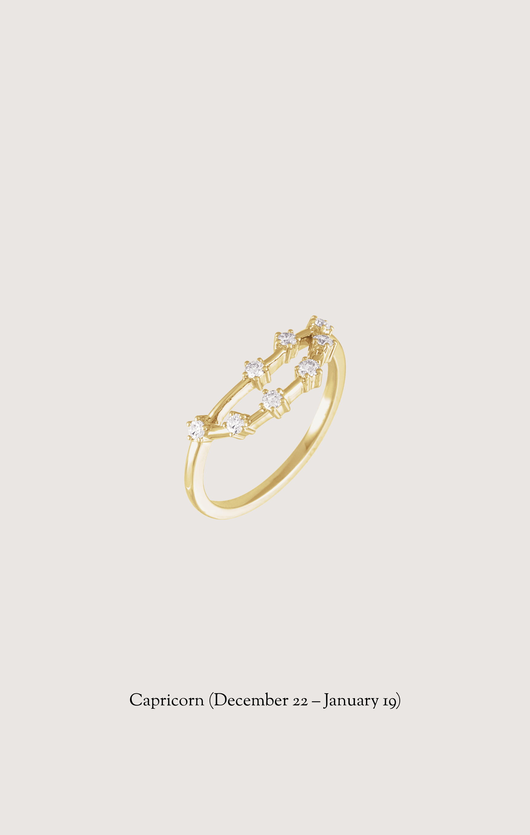 Capricorn zodiac constellation ring in 14k yellow gold with natural diamonds | Whxte Atelier