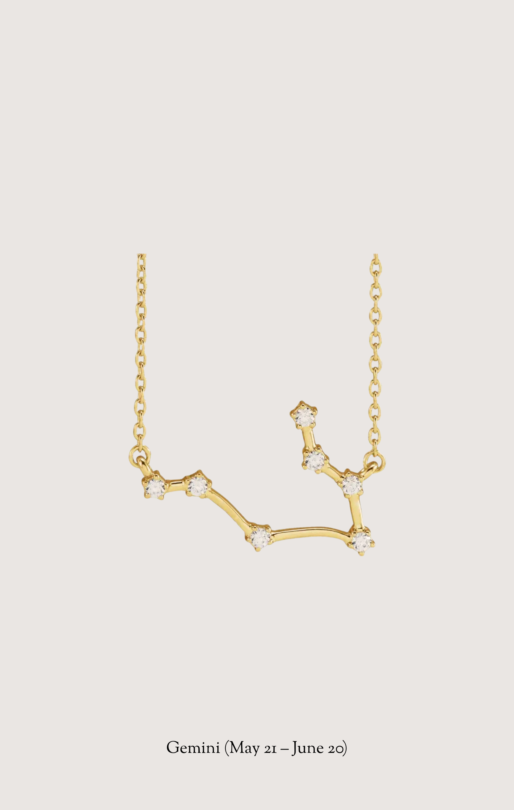 Gemini zodiac constellation necklace in 14k yellow gold with natural diamonds | Whxte Atelier
