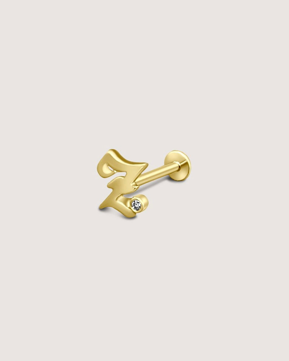 OLD ENGLISH INITIAL PIERCING EARRING