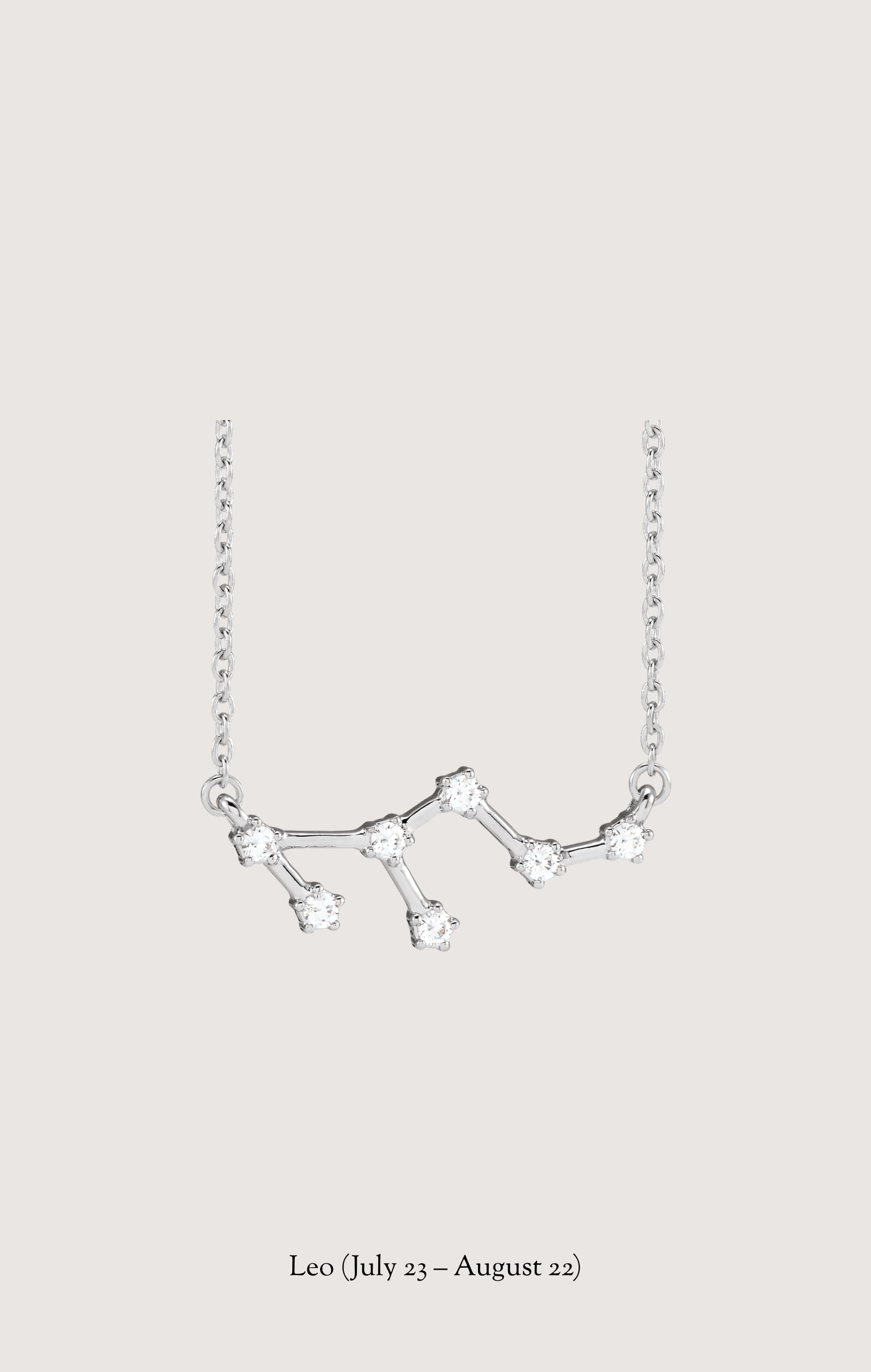 Leo zodiac constellation necklace in 14k white gold with natural diamonds | Whxte Atelier