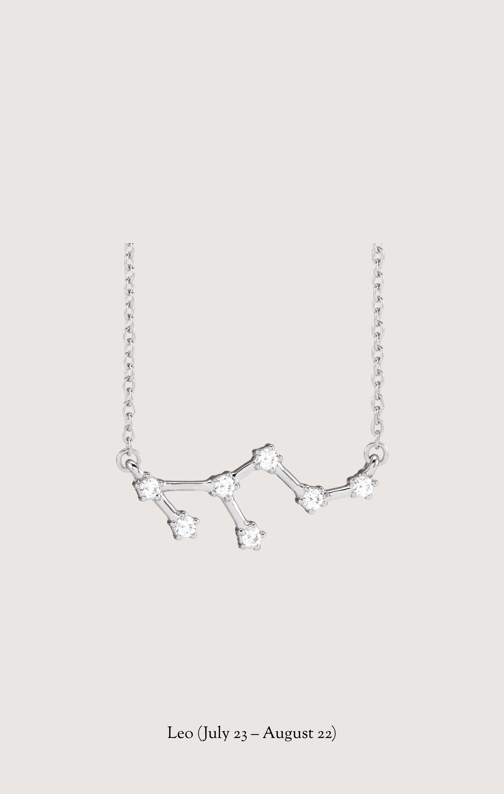 Leo zodiac constellation necklace in 14k white gold with natural diamonds | Whxte Atelier