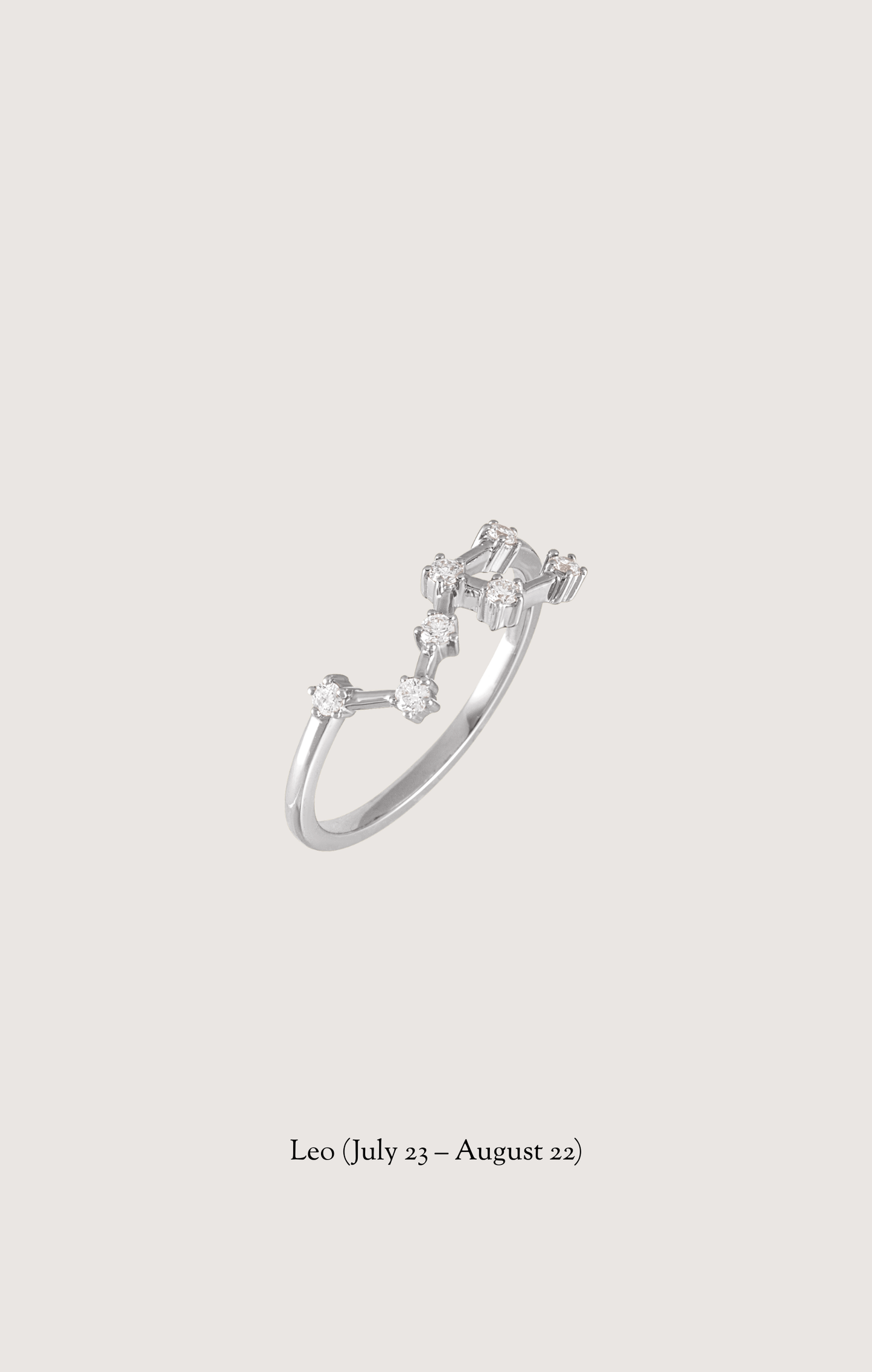 Leo zodiac constellation ring in 14k white gold with natural diamonds | Whxte Atelier