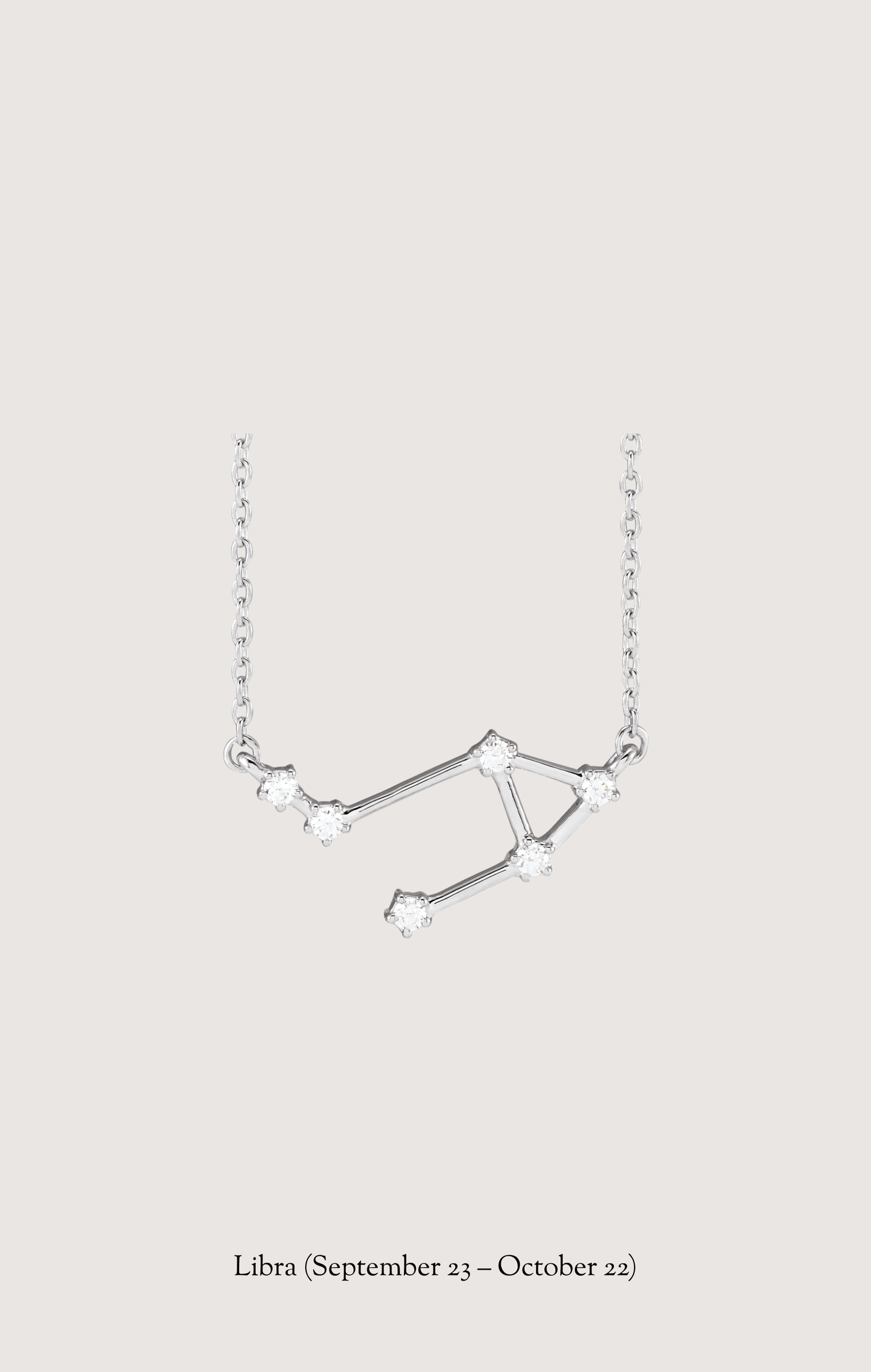 Libra zodiac constellation necklace in 14k white gold with natural diamonds | Whxte Atelier