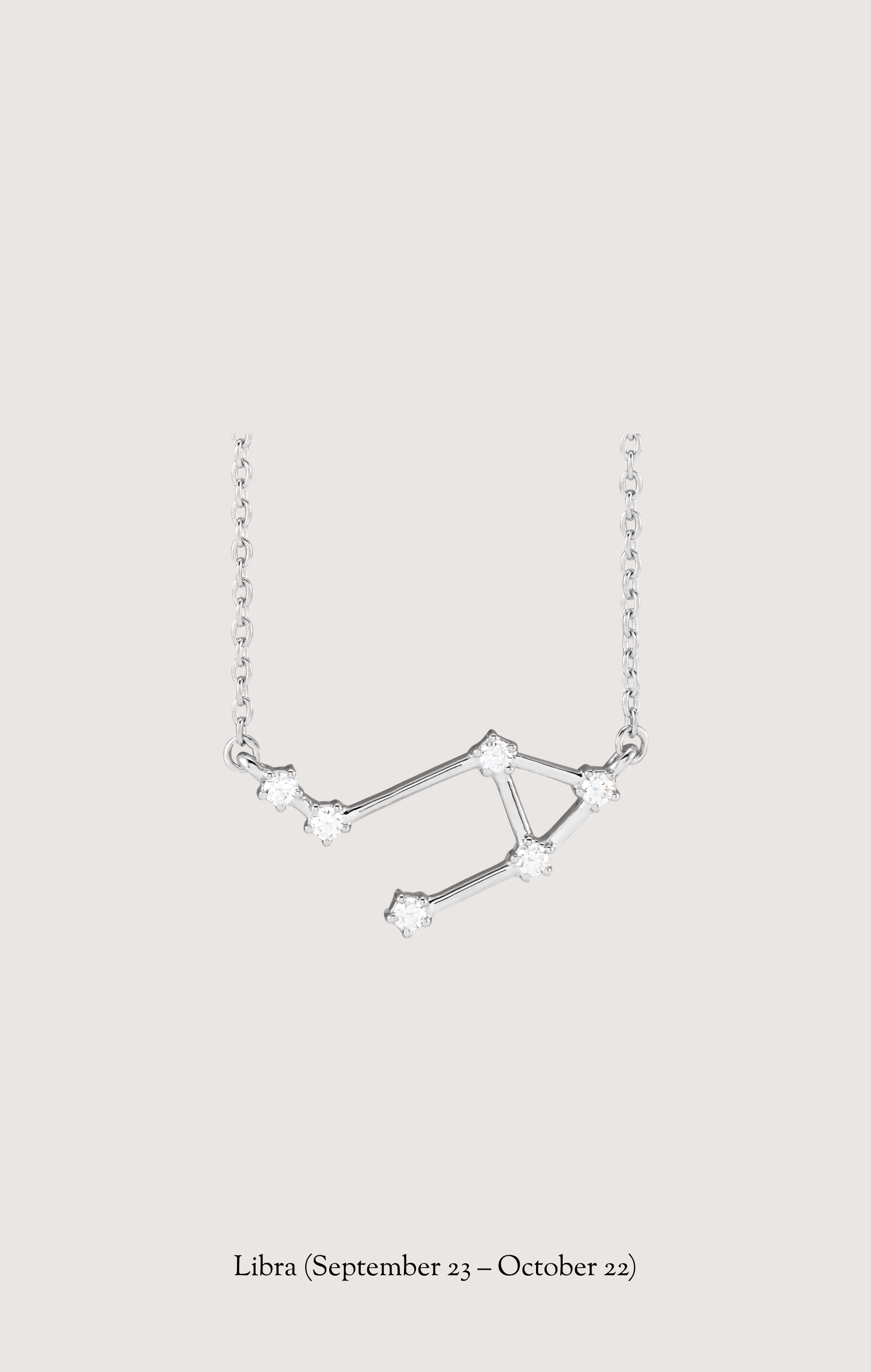 Libra zodiac constellation necklace in 14k white gold with natural diamonds | Whxte Atelier