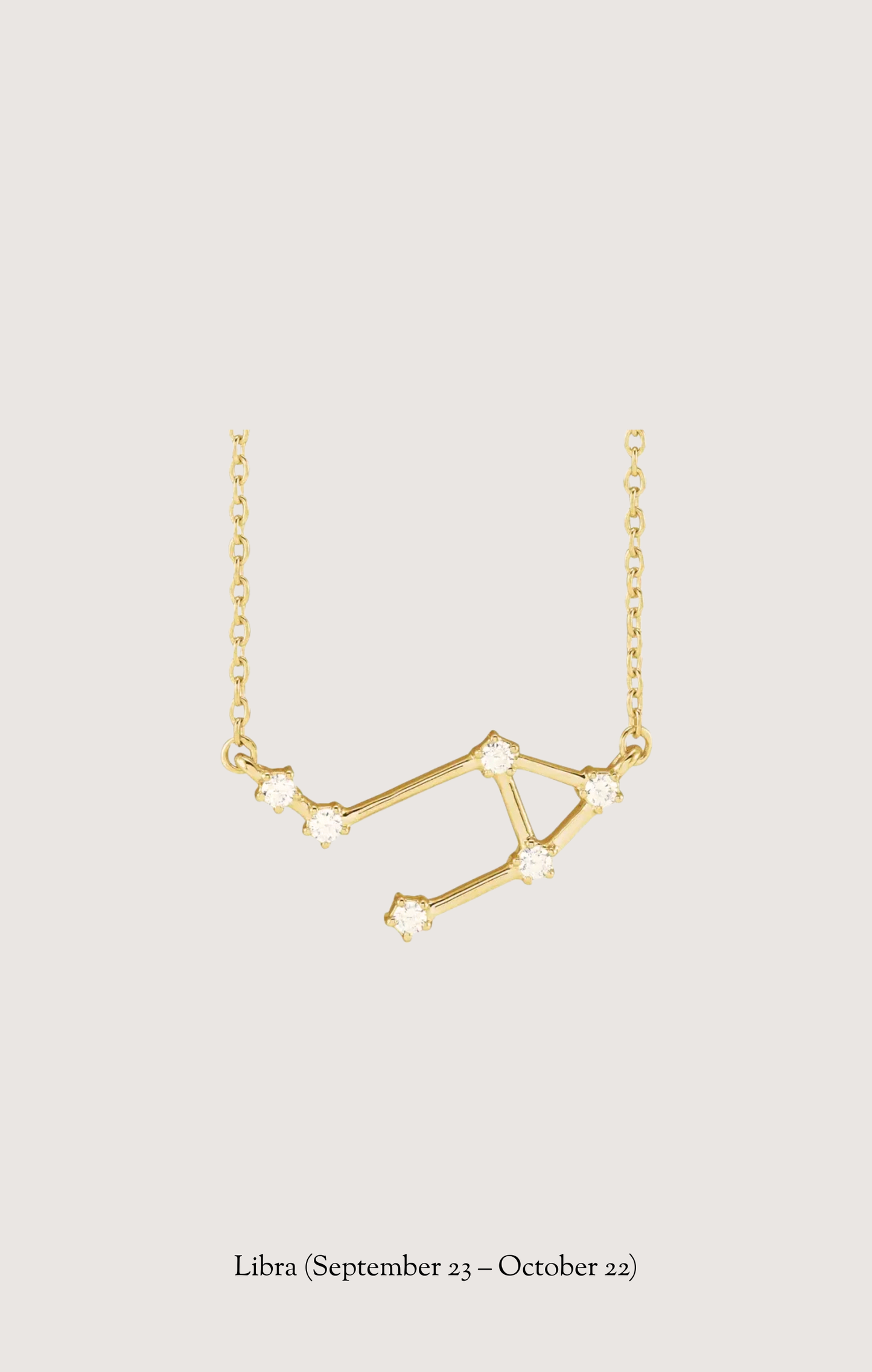 Libra zodiac constellation necklace in 14k yellow gold with natural diamonds | Whxte Atelier