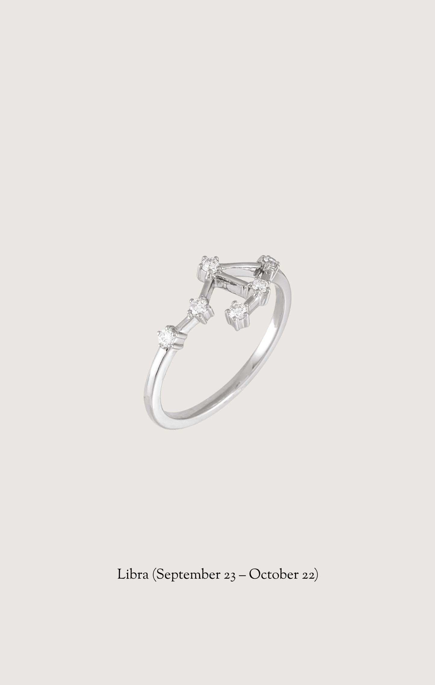 Libra zodiac constellation ring in 14k white gold with natural diamonds | Whxte Atelier
