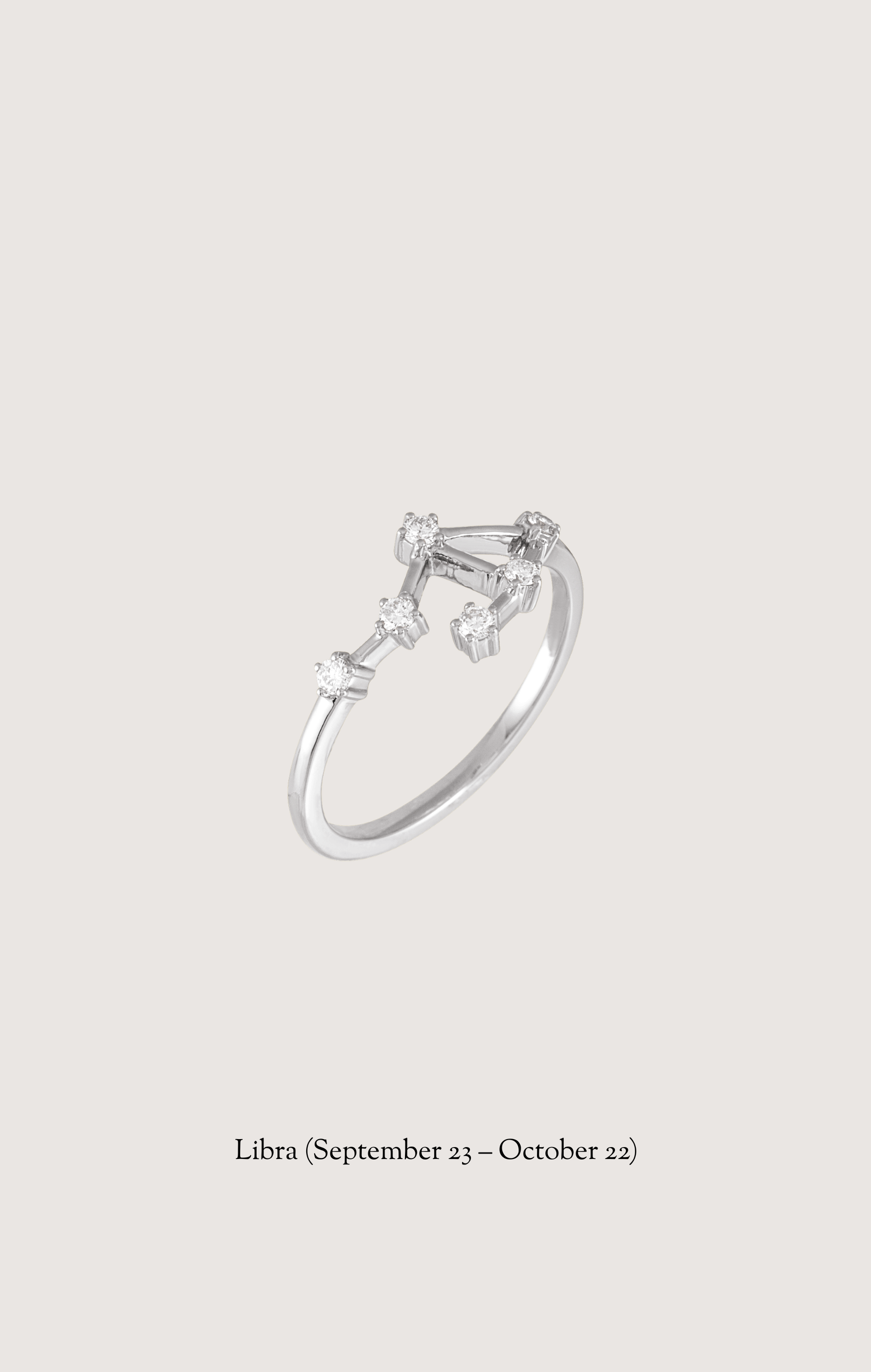 Libra zodiac constellation ring in 14k white gold with natural diamonds | Whxte Atelier